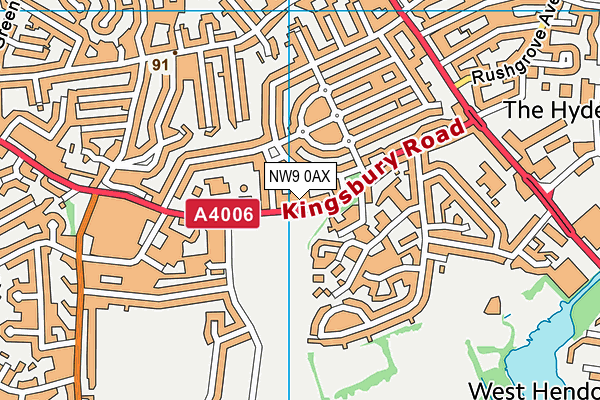 NW9 0AX map - OS VectorMap District (Ordnance Survey)