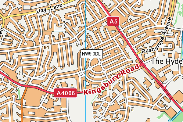 NW9 0DL map - OS VectorMap District (Ordnance Survey)