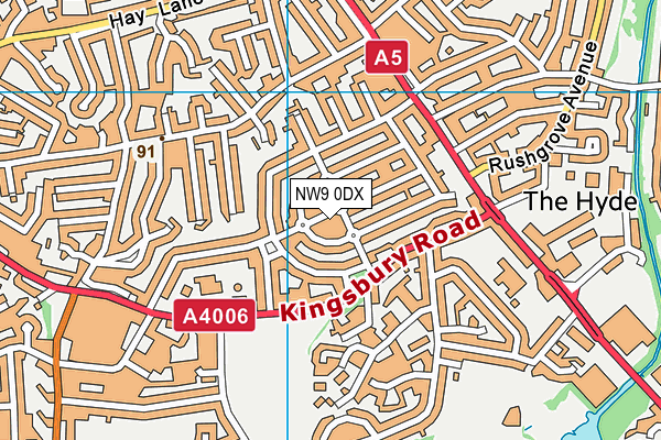 NW9 0DX map - OS VectorMap District (Ordnance Survey)