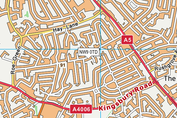 NW9 0TD map - OS VectorMap District (Ordnance Survey) NW9 0TD map - OS VectorMap District (Ordnance Survey)