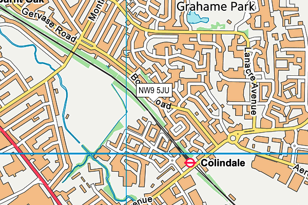 NW9 5JU map - OS VectorMap District (Ordnance Survey)