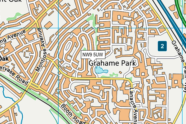 NW9 5UW map - OS VectorMap District (Ordnance Survey)