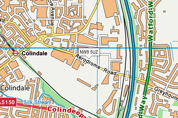 NW9 5UZ map - OS VectorMap District (Ordnance Survey)