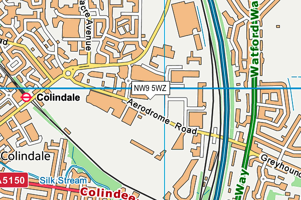 NW9 5WZ map - OS VectorMap District (Ordnance Survey)