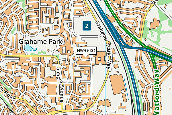 NW9 5XG map - OS VectorMap District (Ordnance Survey)