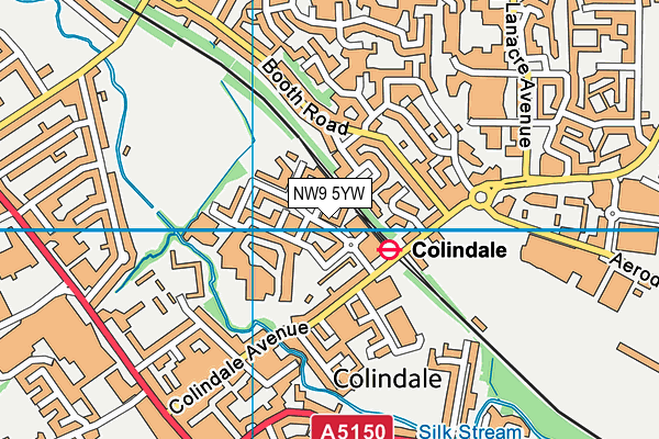 NW9 5YW map - OS VectorMap District (Ordnance Survey)