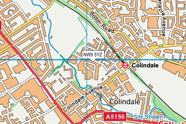NW9 5YZ map - OS VectorMap District (Ordnance Survey)
