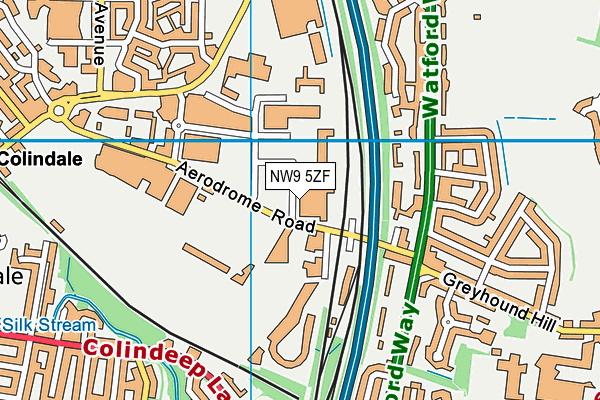 NW9 5ZF map - OS VectorMap District (Ordnance Survey)
