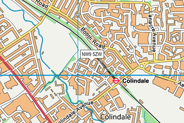 NW9 5ZW map - OS VectorMap District (Ordnance Survey)