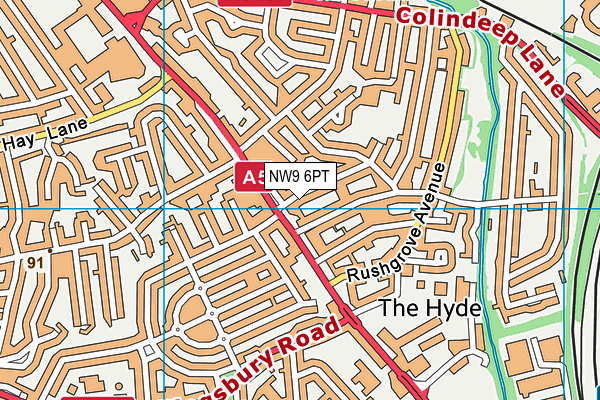 NW9 6PT map - OS VectorMap District (Ordnance Survey)