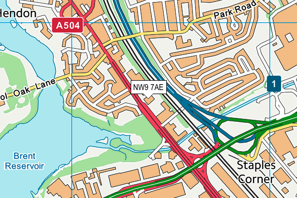 NW9 7AE map - OS VectorMap District (Ordnance Survey) NW9 7AE map - OS VectorMap District (Ordnance Survey)