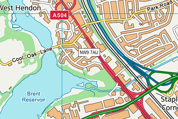 NW9 7AU map - OS VectorMap District (Ordnance Survey)