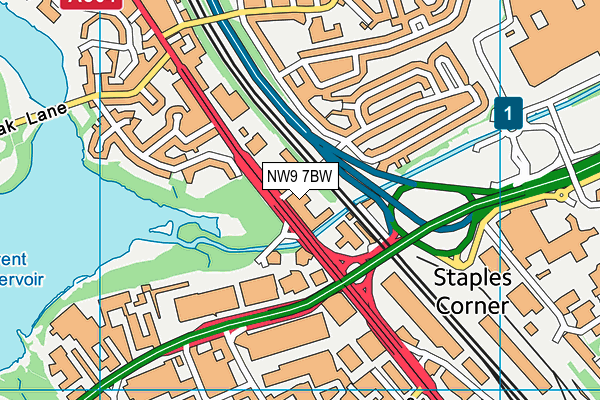 NW9 7BW map - OS VectorMap District (Ordnance Survey)