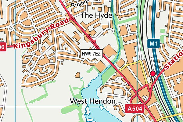 NW9 7EZ map - OS VectorMap District (Ordnance Survey)