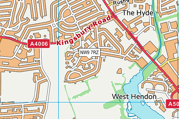 NW9 7RZ map - OS VectorMap District (Ordnance Survey) NW9 7RZ map - OS VectorMap District (Ordnance Survey)