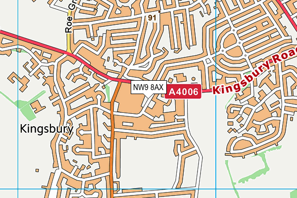 NW9 8AX map - OS VectorMap District (Ordnance Survey)