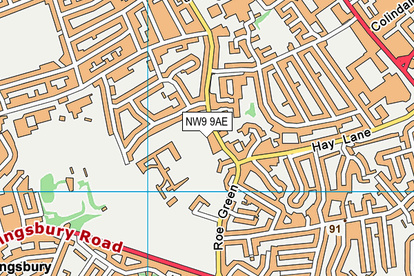 NW9 9AE map - OS VectorMap District (Ordnance Survey) NW9 9AE map - OS VectorMap District (Ordnance Survey)
