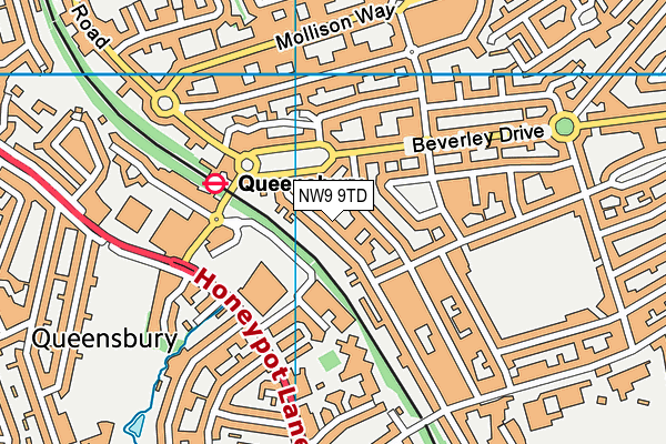 NW9 9TD map - OS VectorMap District (Ordnance Survey)