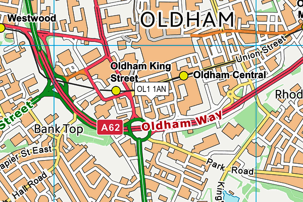 OL1 1AN map - OS VectorMap District (Ordnance Survey) OL1 1AN map - OS VectorMap District (Ordnance Survey)