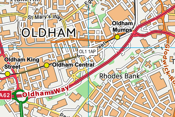 OL1 1AP map - OS VectorMap District (Ordnance Survey) OL1 1AP map - OS VectorMap District (Ordnance Survey)
