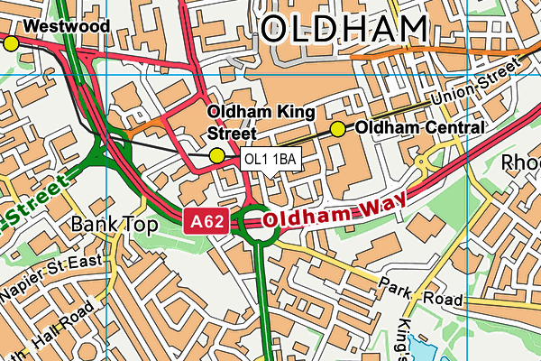 OL1 1BA map - OS VectorMap District (Ordnance Survey) OL1 1BA map - OS VectorMap District (Ordnance Survey)