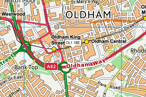 OL1 1BE map - OS VectorMap District (Ordnance Survey) OL1 1BE map - OS VectorMap District (Ordnance Survey)