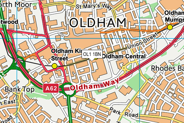 OL1 1BN map - OS VectorMap District (Ordnance Survey) OL1 1BN map - OS VectorMap District (Ordnance Survey)