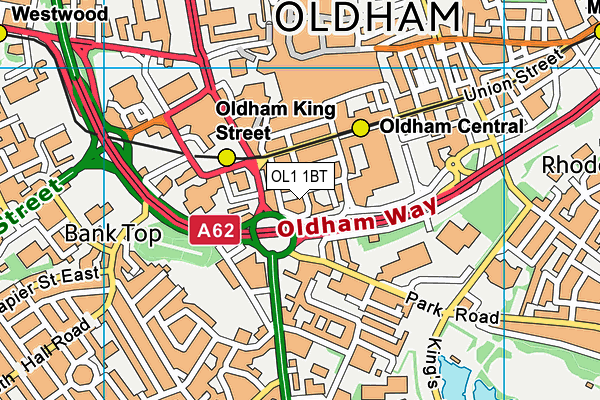 OL1 1BT map - OS VectorMap District (Ordnance Survey) OL1 1BT map - OS VectorMap District (Ordnance Survey)