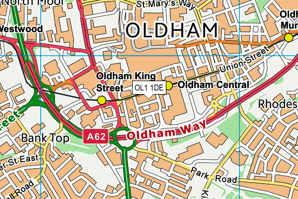 OL1 1DE map - OS VectorMap District (Ordnance Survey) OL1 1DE map - OS VectorMap District (Ordnance Survey)