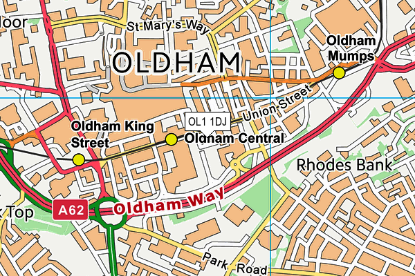 OL1 1DJ map - OS VectorMap District (Ordnance Survey) OL1 1DJ map - OS VectorMap District (Ordnance Survey)