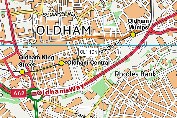 OL1 1DN map - OS VectorMap District (Ordnance Survey) OL1 1DN map - OS VectorMap District (Ordnance Survey)