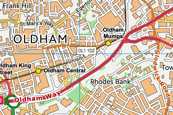 OL1 1DZ map - OS VectorMap District (Ordnance Survey) OL1 1DZ map - OS VectorMap District (Ordnance Survey)
