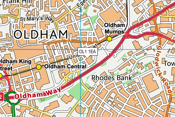 OL1 1EA map - OS VectorMap District (Ordnance Survey) OL1 1EA map - OS VectorMap District (Ordnance Survey)