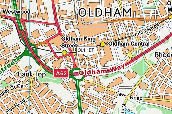 OL1 1ET map - OS VectorMap District (Ordnance Survey) OL1 1ET map - OS VectorMap District (Ordnance Survey)