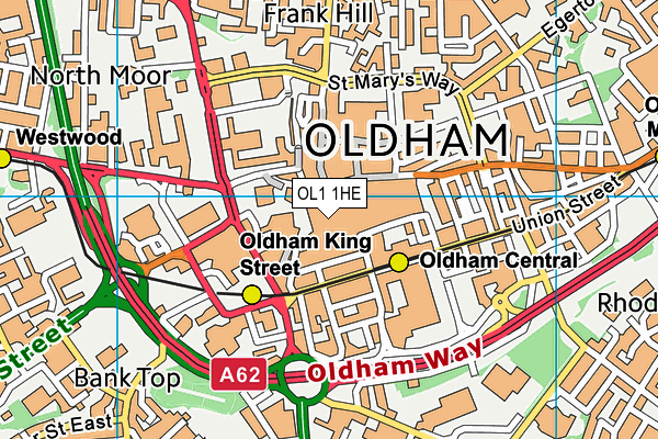 OL1 1HE map - OS VectorMap District (Ordnance Survey) OL1 1HE map - OS VectorMap District (Ordnance Survey)