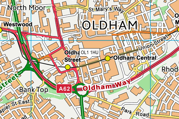 OL1 1HU map - OS VectorMap District (Ordnance Survey) OL1 1HU map - OS VectorMap District (Ordnance Survey)