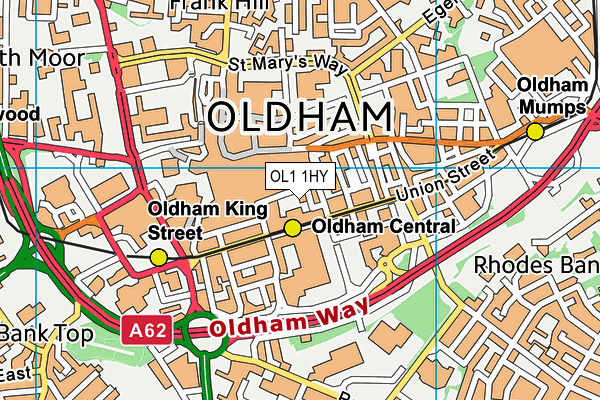 OL1 1HY map - OS VectorMap District (Ordnance Survey) OL1 1HY map - OS VectorMap District (Ordnance Survey)