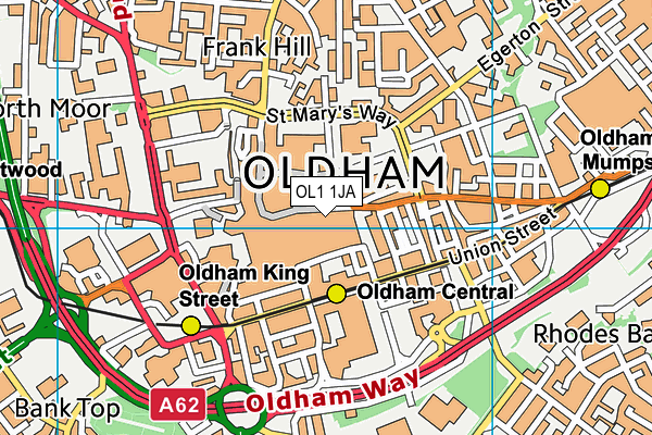 OL1 1JA map - OS VectorMap District (Ordnance Survey) OL1 1JA map - OS VectorMap District (Ordnance Survey)