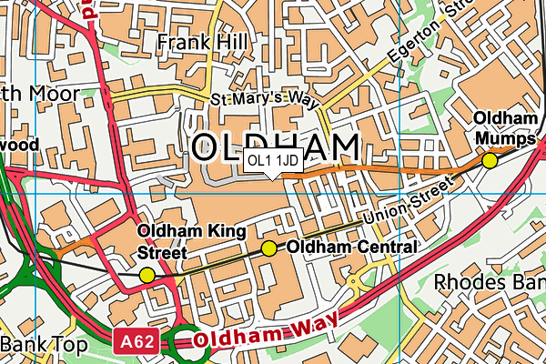 OL1 1JD map - OS VectorMap District (Ordnance Survey) OL1 1JD map - OS VectorMap District (Ordnance Survey)