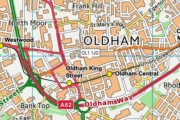 OL1 1JG map - OS VectorMap District (Ordnance Survey) OL1 1JG map - OS VectorMap District (Ordnance Survey)