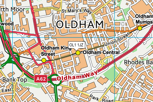 OL1 1JZ map - OS VectorMap District (Ordnance Survey) OL1 1JZ map - OS VectorMap District (Ordnance Survey)