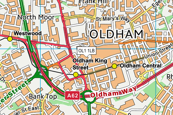 OL1 1LB map - OS VectorMap District (Ordnance Survey) OL1 1LB map - OS VectorMap District (Ordnance Survey)