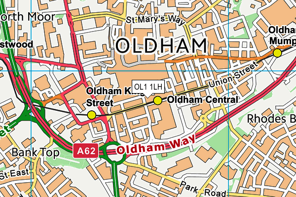 OL1 1LH map - OS VectorMap District (Ordnance Survey) OL1 1LH map - OS VectorMap District (Ordnance Survey)