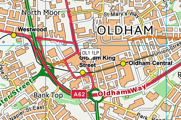 OL1 1LP map - OS VectorMap District (Ordnance Survey) OL1 1LP map - OS VectorMap District (Ordnance Survey)
