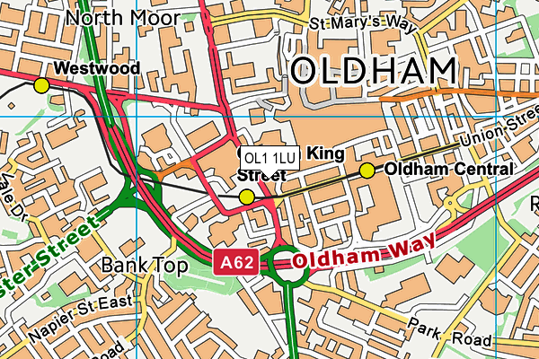 OL1 1LU map - OS VectorMap District (Ordnance Survey) OL1 1LU map - OS VectorMap District (Ordnance Survey)