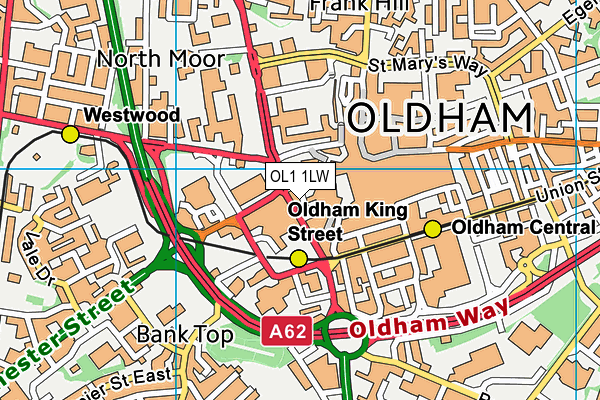 OL1 1LW map - OS VectorMap District (Ordnance Survey) OL1 1LW map - OS VectorMap District (Ordnance Survey)