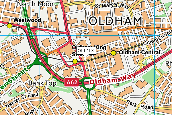 OL1 1LX map - OS VectorMap District (Ordnance Survey) OL1 1LX map - OS VectorMap District (Ordnance Survey)