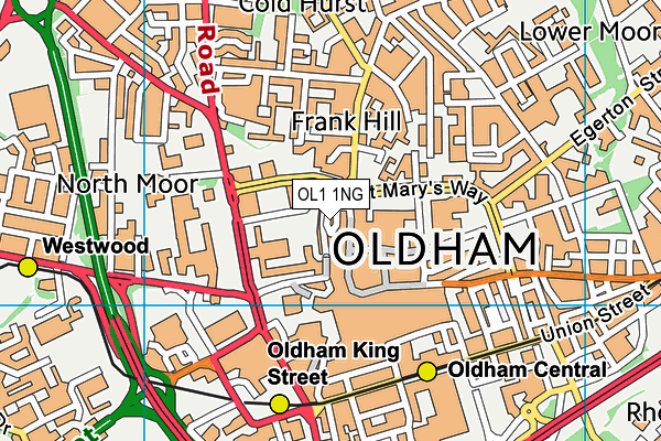OL1 1NG map - OS VectorMap District (Ordnance Survey) OL1 1NG map - OS VectorMap District (Ordnance Survey)