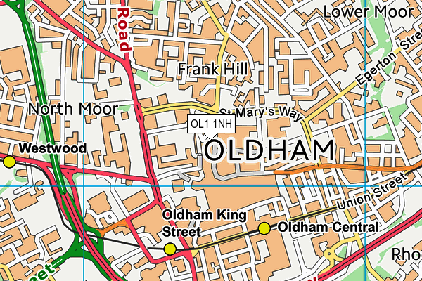 OL1 1NH map - OS VectorMap District (Ordnance Survey) OL1 1NH map - OS VectorMap District (Ordnance Survey)