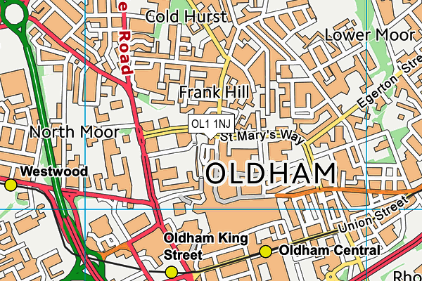 OL1 1NJ map - OS VectorMap District (Ordnance Survey) OL1 1NJ map - OS VectorMap District (Ordnance Survey)